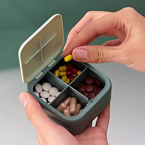 Small Pill Case, Cute Pill Box - Acedada Travel Daily Pill Organizer, Portable Pretty Pill Container for Purse Pocket, Compact Medicine Holder for Vitamins, Fish Oils, Supplements, Green