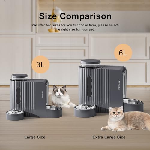 Gardner Pet Automatic Gravity Cat Food Feeder and Water Dispenser Stainless Steel Two-in-One Set Large Capacity Dispenser for Pets Dogs, Puppies, Kittens