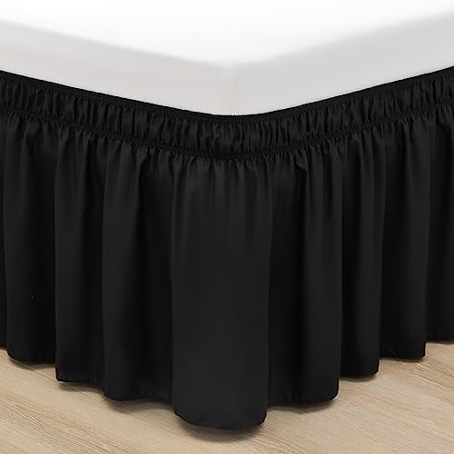 RIMELA Dorm Bed Skirt Twin XL 18 Inch Drop, Extra Long Wrap Around Elastic Bed Skirts Easy to Put On Twin Size Dust Ruffle, Gray Bedskirt for Adjustable Bed Base Solid Silky Fabric Machine Washable