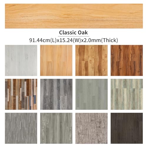 GreenFullHouse Vinyl Flooring - Laminate Flooring with 15.24cmx15.24cm,Peel and Stick Floor Tiles Self-Adhesive Flooring Planks,2.0mm 1 Piece Waterproof for Kitchen Living Room(Western Oak Sample)