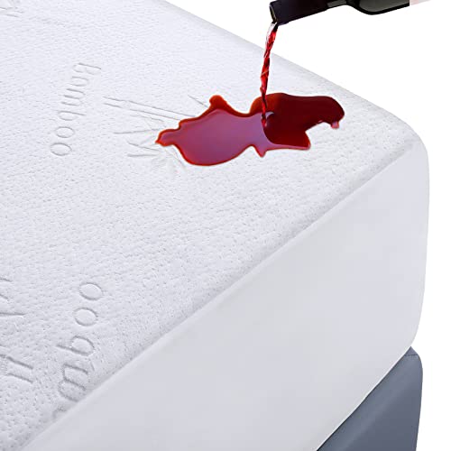 Waterproof Mattress Protector Twin Size Mattress Cover Cooling Mattress Pad Breathable Noiseless Soft Bed Protector Deep Pocket Fits 6"-15", Machine Washable (Twin, 1 Pack)