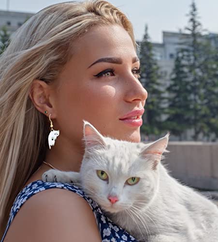 Lezmoii Cute Dangle Anime Cat Earrings for Women Fun Animal Earrings Set (Cat A)