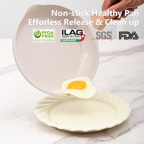 JEETEE Nonstick Frying Pan Skillet with lid, 8 Inch Saute Pan Non Stick, Egg Pan Chef Pan, Induction Compatible, PFOA Free