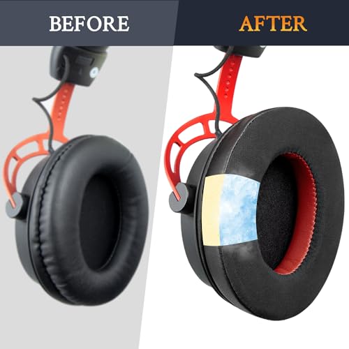 SOULWIT Cooling Gel Replacement Earpads Cushions for HyperX Cloud 1/2/3/Pro/Core/Alpha/Alpha S/Alpha Pro/Flight/Flight S/Stinger/Stinger S, CloudX Stinger/Stinger Core/Flight Headset - Black