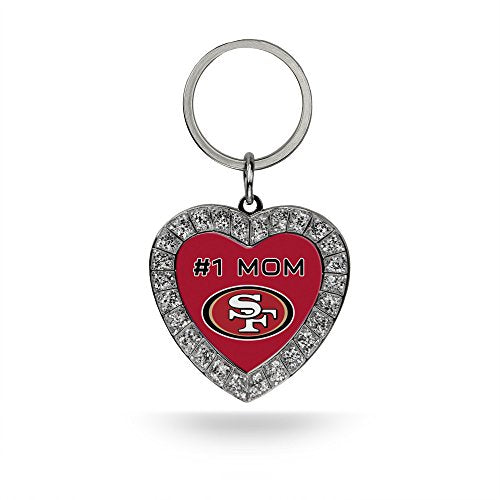 Rico Industries NFL Green Bay Packers Bling #1 MOM Heart Key Chain Rhinestone Heart Keychain, 3.5"x1.5"