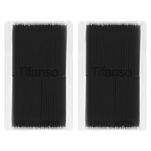 tifanso 400PCS Micro Cotton Swabs, Disposable Eyelash Microswabs for Eyelash Extensions, Lash Brush Applicators Black(Head Diameter: 2.0mm)