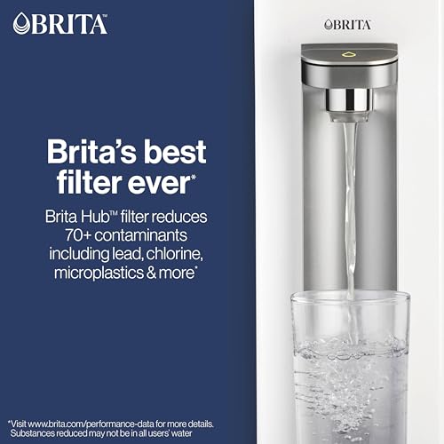 Brita Hub Compact Countertop Water Filter System, 9 Cup Water Reservoir, Includes 6 Month Carbon Block Filter, White, 87344