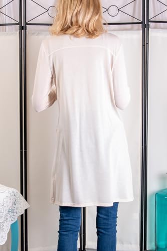 Naggoo Womens Casual Plain Open Front Button Down Duster Cardigans Laides Comfy Ribbed Knit Sweater Tops Cream,S