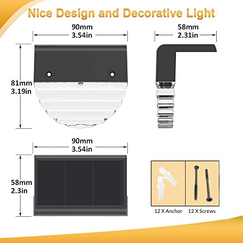 Solar Deck Lights, 6 Pack Waterproof LED Solar Lights Outdoor, Solar Step Lights Solar Fence Lights, Solar Lights for Outside, Garden, Patio, Stairs,Yard,10 Lumens, Warm White/Color Changing Lighting