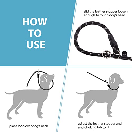 Surepet Slip Lead Dog Leash - 4/5/6 Foot Heavy Duty & Reflective Rope Leashes with Comfortable Handle - No Pull Training Leash for Puppy Small Medium and Large Breed Dogs - (1/2''-6FT, Blue)