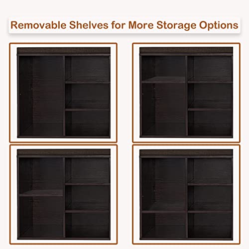 DINZI LVJ Shoe Bench, 9 Cubbies Shoe Organizer for Entryway, Storage Bench with Cushion, Cubby Shoe Rack with Adjustable Shelves for Living Room, Bedroom, Mudroom, Hallway, Espresso
