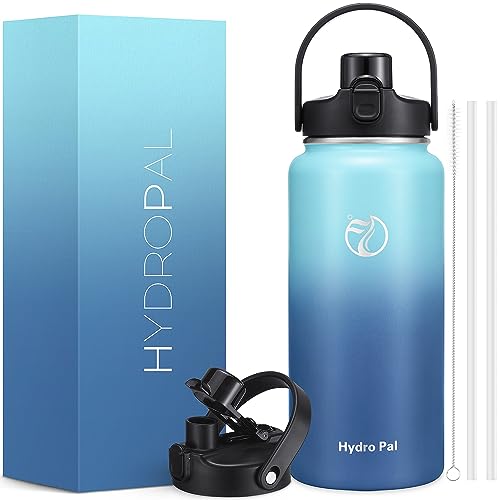 Half Gallon Insulated Water Bottle with 2-in-1 Lid (Chug Lid/Straw Lid), 64oz Double Walled Vacuum Stainless Steel Water Bottles, Water Jug with Straw, Wide Mouth Insulated Thermos