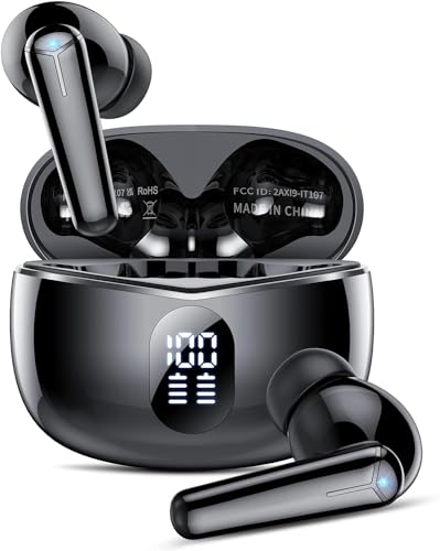 Wireless Earbuds, Bluetooth Headphones 36H Playtime Ear Buds with LED Power Display, IPX7 Waterproof Bluetooth 5.3 Earphones in-Ear Earbuds with 4 Microphone for Android iOS Cell Phone Laptop