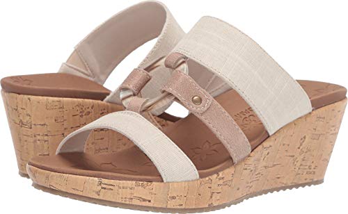 Skechers Women's Beverlee-Sail Away Wedge Sandal, Natural, 13