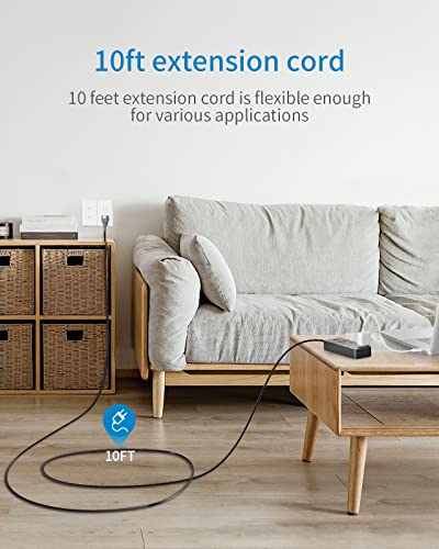 2 Prong Surge Protector Power Strip with 10ft Extension Cord, NTONPOWER 2 Prong to 3 Prong Outlet Adapter with 6 Outlets 2 USB Ports, 2100J Surge Protector Wall Mount for Old House Non-Grounded Outlet