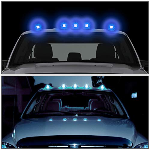 DNA Motoring CBL-DR99-BK-B Blue LED Cab Roof Top Marker Lights X 5