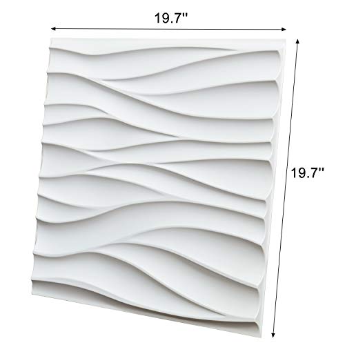 Art3d Textures 3D Wall Panels White Diamond Design for Interior Wall Decor Pack of 12 Tiles 32 Sq Ft (PVC)