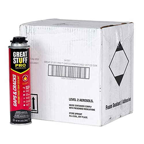 Great Stuff PRO Gaps & Cracks | Gun-Applied Insulating Foam Sealant, 24 oz. – Cream (12 Pack), 341557