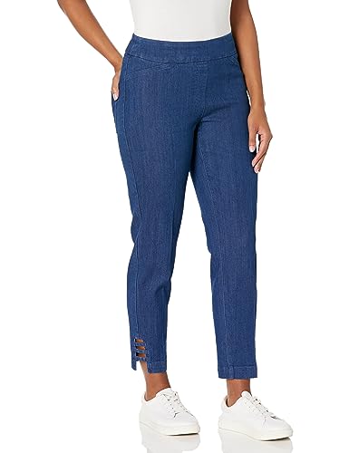 SLIM-SATION Women's Pull On 29 Four Pocket Demom Ankle Jean, Black Denim, 2