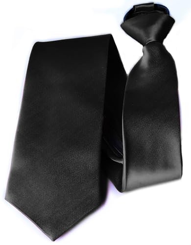 Moda Di Raza Men's Ties, Alternative to Clip On, Woven Microfiber Satin Silk Finish, Zipper Necktie Boys 10 to 14 Years, Light Yellow 17 Inch