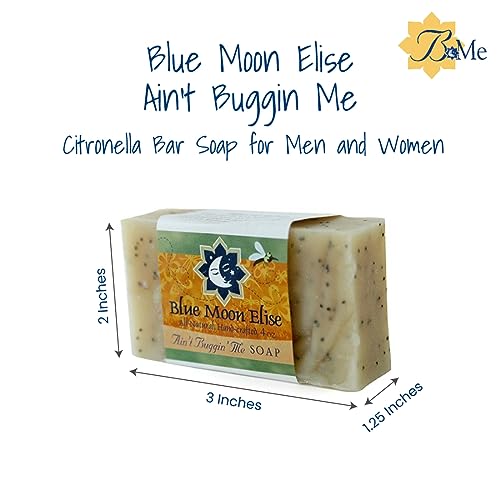 Blue Moon Elise Ain't Buggin Me Citronella Bar Soap for Men and Women, Natural Handmade Soap with Pure Citronella Essential Oils, Soap Bar for Camping and Outdoor Activities