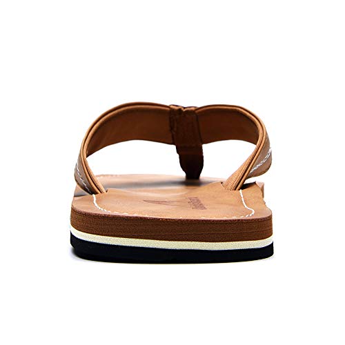 Quickshark Mens Flip Flops Leather Sandals Lightweight Beach Slippers Arch Support AKhaki Size 16