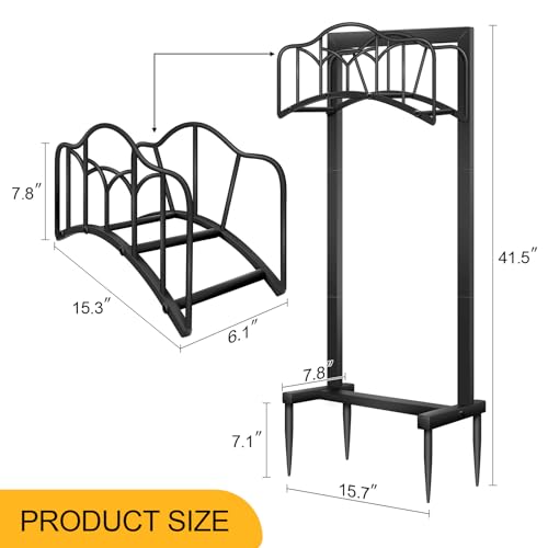 Shomextol Garden Hose Holder -Upgraded Hose Holder Holds 100-feet Hose,Freestanding Heavy Duty Hose Hanger,Sturdy Hose Stand and Hose Storage Rack for Lawn & Yard,Black