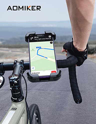 Aomiker Bike Motorcycle Phone Holder Mount - [2024 Quick Release] Bike Phone Holder Handlebar Clamp, Bicycle Scooter Phone Clip for iPhone 15 14 13 12 11 Pro Max Plus Mini, 4.7-6.8" Smartphone