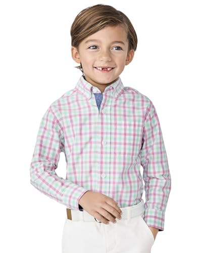 Gymboree,Baby-Boys,Matching Family Long Sleeve Button Up Shirt Dad, Big Kid, Toddler,3,Pink Multi