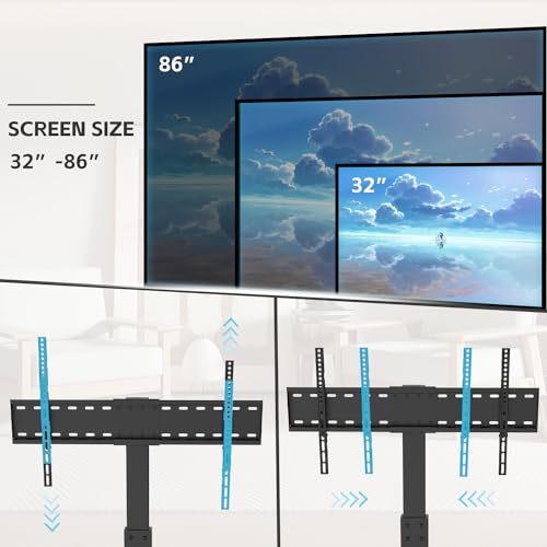 TV Floor Stand with Power Outlet & AV Shelf Universal Tall Corner TV Stand for 32-70 inch TV Viewing Angle Adjustment Height Adjustment Max VESA 600 * 400 Black