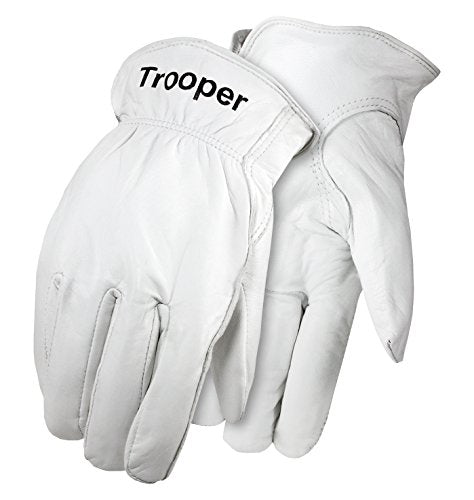 Galeton 26501PR-M 26501PR Trooper Goatskin Drivers Gloves, Elastic Back, 1 Pair, Medium, White