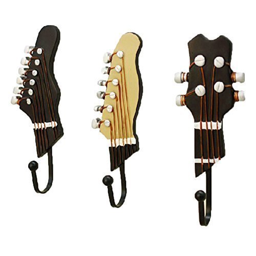 EDOBLUE Creative Cloth Hook Iron Hooks Shabby Chic Guitar Shaped Clothes Hanger Decorative Hooks Resin Hook (Guitars)