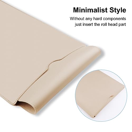 Minimalist Style PU Leather Laptop Sleeve for 2023 MacBook Air 15 inch A2941 M2 Chip, Inner Soft Fluff Thickened Padded Portable Travelling Notebook Bag Case (Beige)