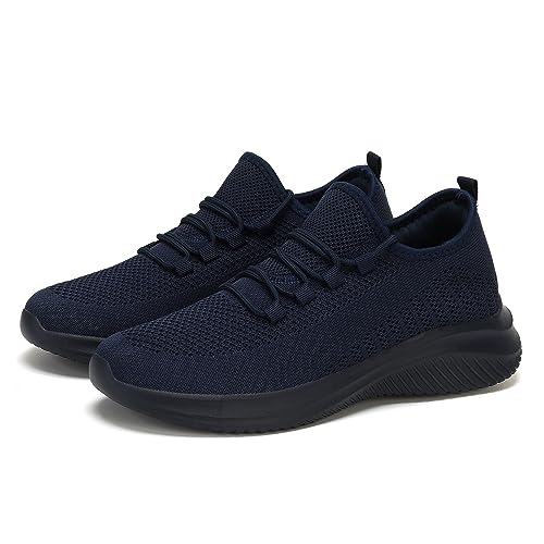 LCGJR Men's Walking Shoes Ultra Light Running Casual Sneakers Slip-on Workout Tennis Shoes for Male Mesh Breathable Comfort Outdoor Indoor AllBlue Size 8