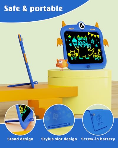 TEKFUN Toddler Toys Drawing Pad for Kids, 8.5inch Kids Travel Essentials Doodle Board, Colorful Writing Tablet for Kids, Mess Free Coloring for Toddlers Ages 3 4 5 6 7 8 Boys - Blue