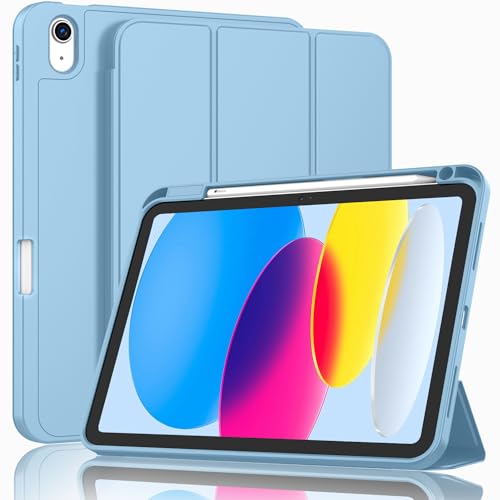 ZryXal New iPad 10th Generation Case 10.9 Inch 2022 with Pencil Holder, Smart iPad Case with Soft TPU Back [Support Auto Wake/Sleep] (Ocean Blue)