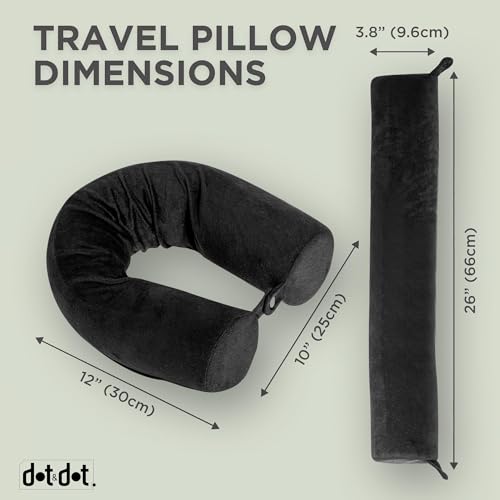 Dot&Dot Twist Memory Foam Travel Pillow for Airplanes - Travel Neck Pillow for Sleeping - Airplane Pillow for Neck Support - Adjustable, Bendable Neck Roll Pillow (Sapphire, One Size)