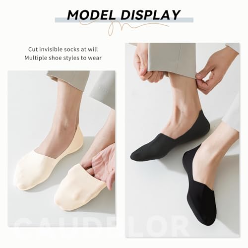 Caudblor Men Thin No Show Socks for Loafer, Invisible Low Cut Liners No See Non Slip Sock 6 Pairs