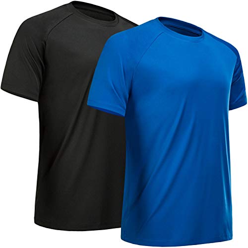 MCPORO Workout Shirts for Men Short Sleeve Quick Dry Athletic Gym Active T Shirt Moisture Wicking Black