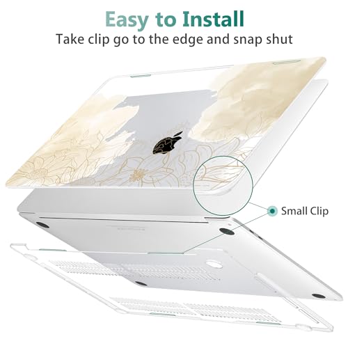 Tuiklol Compatible with 2022 MacBook Pro 13 Inch M2 Clip, 2021 2020 Release M1 A2338 A2289 A2251, Hard Shell Case for MacBook Pro 13" with Touch Bar Fits Touch ID and Retina Display, Flower Leaf