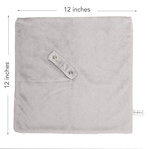 Doodalou Ultra Soft Cotton Minky Velboa Baby Blanket with Snap Closure for Pacifier or Teether, Machine Washable, 12 inch x 12 inch - Gray