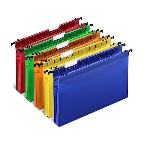 Staples Poly Expanding Hanging File Pockets, Letter, Assorted, 5/Pack