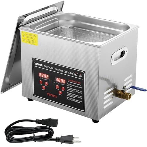 VEVOR Ultrasonic Cleaner with Digital Timer & Heater, Professional Ultra Sonic Jewelry Cleaner, Stainless Steel Heated Cleaning Machine for Glasses Watch Rings Small Parts Circuit Board (2L)