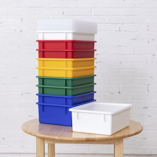 ECR4Kids Letter Size Deep Tray with Lid, Storage Bin, Assorted, 10-Piece