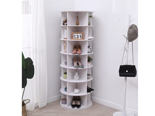 Weinstein storage Original Rotating Shoe Rack Tower, Original 7-Tier Hold Over 35 Pairs of Shoes, Spinning Shoe Display Lazy Susan, Revolving 360 Shoe Rack Tower, Rotate Shoes Closet Organization.