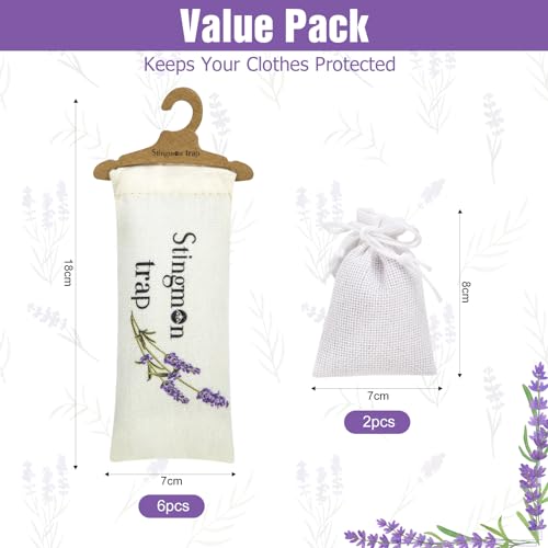 Stingmon Lavender Sachet and Cedar Bags for Clothes Storage, Cedar Chips for Closets and Drawers, Lavender Sachet Bags Protect Clothing Drawer Freshener, Moth Trap Protection