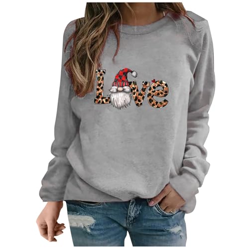 Valentines Sweatshirt Trendy Gifts for Women Valentine's Day Sweatshirts for Women Cute Leopard Love Heart Print Crewneck Pullover Funny Casual Fashion Shirt Tops