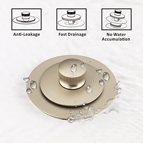 Artiwell Universal Lift and Turn Bath Drain Stopper and Cover, Bathtub Drain Stopper, Replaces lift and turn, Tip-Toe and Trip Lever drains for Tub, EZ Installation and Clearing (BRUSHED NICKEL)