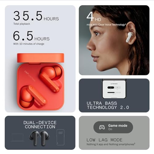 CMF Buds Wireless Bluetooth Earbuds, 42dB Noise Cancelling Earbuds, Dirac HD Audio, 35.5H Playtime, BT5.3, IP54 Waterproof, 4HD Mics Wireless Headphones for iPhone & Android (Dark Grey)