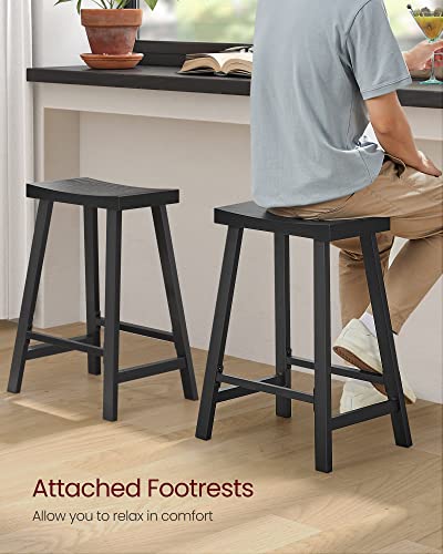 VASAGLE Bar Stools, Set of 2 Bar Chairs, Kitchen Breakfast Bar Stools with Footrest, 23.6 Inches High, Industrial in Living Room, Party Room, Rustic Brown and Black ULBC074B01